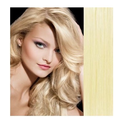 Clip in vlasy 43cm 100% lidské REMY nejsvětlejší blond – Zboží Mobilmania