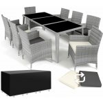 tectake 403752 zahradní ratanový nábytek monaco 8+1 vč. plachty světle šedá – Zboží Mobilmania