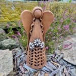 Keramický anděl s kopretinami - dekorace i na svíčku 30 cm - tmavý – Hledejceny.cz