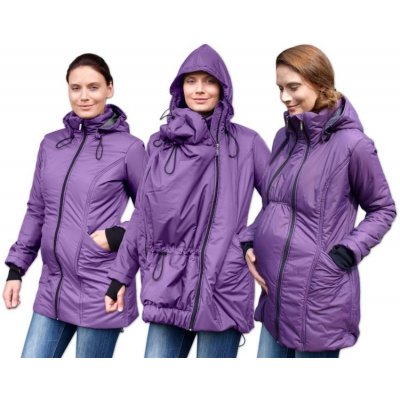 Jožánek zimní vyteplená bunda pro těhotné a nosící ženy fialová – Zboží Mobilmania