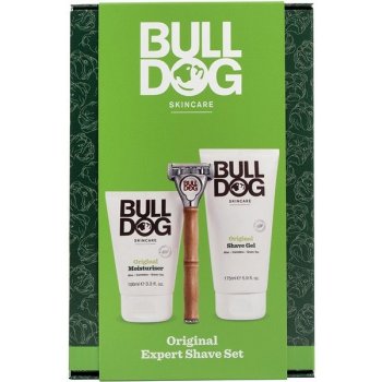 Bulldog Expert Original Moisturizer hydratační krém na obličej pro muže 100 ml + Original Shave Gel gel na holení 175 ml + holicí strojek dárková sada