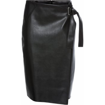Bonprix koženková sukně v zavinovacím vzhledu černá
