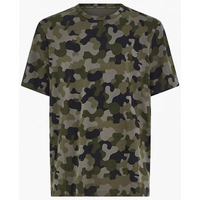 Calvin Klein pánské tričko Lounge NM2192E UY4 Vojenský vzor zelený