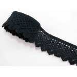 Bavlněná paličkovaná krajka - černá - šířka 5 cm – Zboží Mobilmania