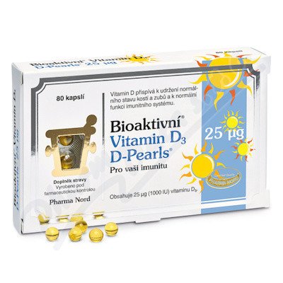 Bioaktivní Vitamin D3 D Pearls 25 mcg 80 kapslí