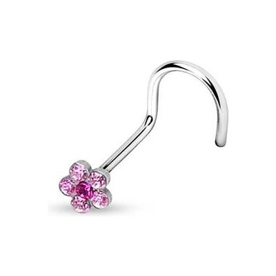 Šperky4U zahnutý piercing do nosu kytička N01062-P – Zboží Dáma