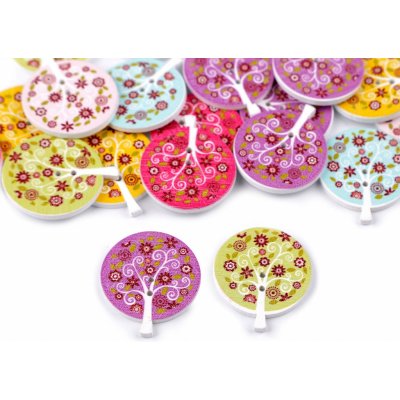 Dřevěný dekorační knoflík strom života 120661 - červený – Zboží Dáma