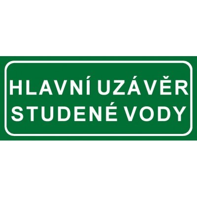 Hlavní uzávěr studené vody (text) | Samolepka, 21x9 cm – Zboží Mobilmania