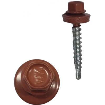 Šroub samovrtný s podložkou cihlová barva délka: 25mm celý závit – Hledejceny.cz