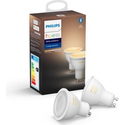 Philips Hue Bluetooth LED White Ambiance set 2ks žárovek 8719514340121 GU10 2x4,3W 2x350lm 2200-6500K bílé stmívatelné – Zboží Mobilmania