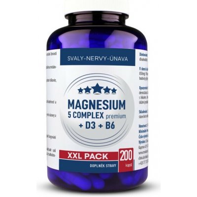 Clinical Magnesium 5 Complex Premium + D3 + B6 200 kapslí – Hledejceny.cz