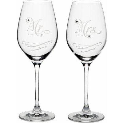 RONA sklenice na víno Mr. & Mrs. s krystaly Swarovski 2 x 360 ml – Zboží Mobilmania