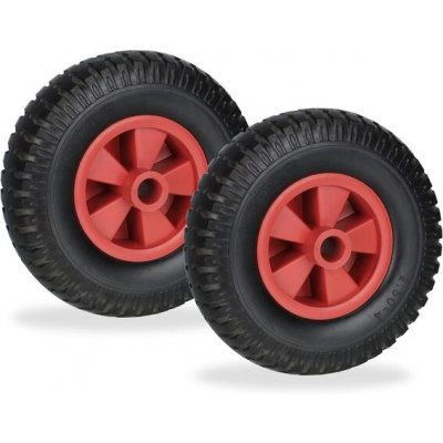 Relaxdays Kolo na trakař 2.50-4, Sada 2 kusů, Plná guma, Plast, Náhradní kolo na trakař, Odolné – Zbozi.Blesk.cz