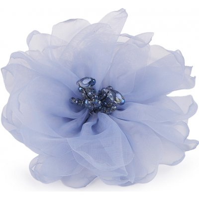 Prima-obchod brož květ s broušenými korálky 10 cm v krabičce 8 modrá světlá 117895 – Zboží Dáma