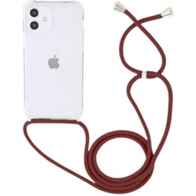 Pouzdro SES Průhledné silikonové ochranné se šňůrkou na krk Apple iPhone 8 - červené