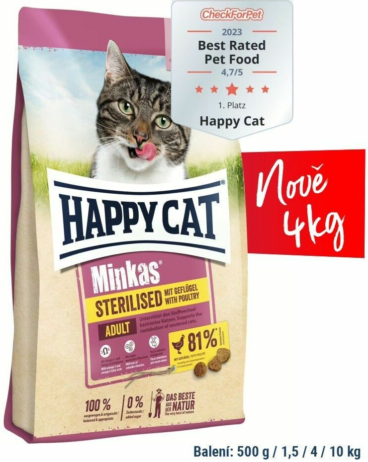 Happy Cat Minkas Sterilised Poultry 4 kg