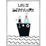Dětský plakát Let's adventure 40X50 cm + stříbrný rám