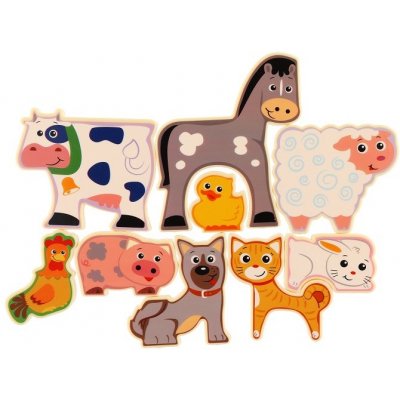 Teddies puzzle/vkládačka deskové farma 20x14cm v krabičce 24x21x2cm – Sleviste.cz