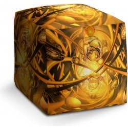 Sablio taburet Cube žlutá abstrakce 40x40x40 cm