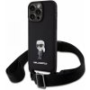 Pouzdro a kryt na mobilní telefon Pouzdro Karl Lagerfeld Saffiano Crossbody Metal Ikonik iPhone 15 Pro Max černé