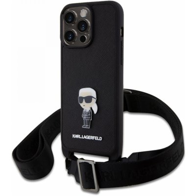 Pouzdro Karl Lagerfeld Saffiano Crossbody Metal Ikonik iPhone 15 Pro Max černé – Hledejceny.cz