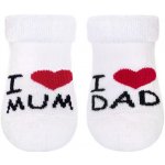 New Baby Kojenecké bavlněné ponožky I Love Mum and Dad bílé – Zboží Mobilmania