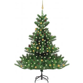 Nabytek XL Umělý vánoční stromek normandská jedle LED a koule zelený 240cm