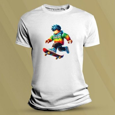 Sandratex dětské bavlněné tričko Roblox na skejtu Bílá – Sleviste.cz