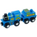 Bigjigs Rail Modrá mašinka s tendrem + 2 koleje