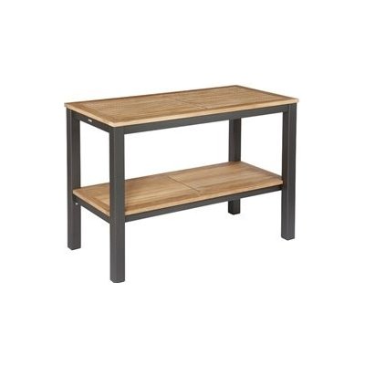 Hliníkový servírovací stůl Aura, Barlow Tyrie, obdélníkový 120x59x85 cm, hliníkový rám barva dle vzorníku, teaková deska (2AUS.0x) – Zboží Mobilmania