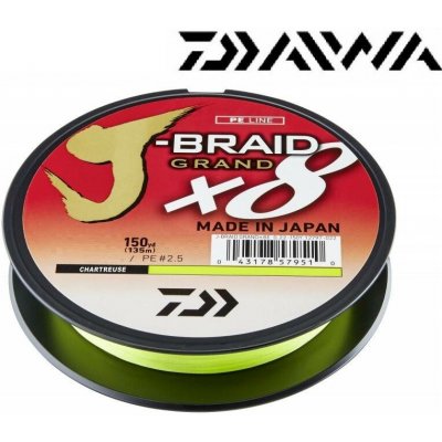 DAIWA Šňůra J-Braid GRAND X8 Chartreuse 135m 0,20mm 16kg – Sleviste.cz
