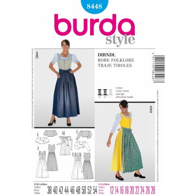 Střih Burda číslo 8448 krojové šaty, krojová zástěrka, krojová halenka – Hledejceny.cz