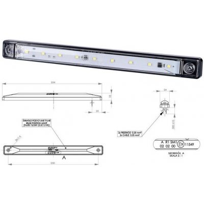 Svítilna poziční 12v/24v 0,1/0,7w 9xled bílá, kabel 0,3m 0215333_A – Hledejceny.cz