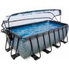 Bazén Exit Toys Frame s pískovou filtrací, kopulí a tepelným čerpadlem 400 x 200 x 122 cm Stone Grey