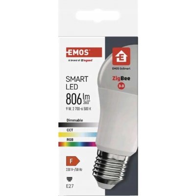 Emos Chytrá LED žárovka GoSmart A60 E27 9 W 60 W 806 lm RGB stmívatelná Zigbee