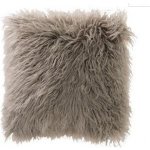 J-Line by Jolipa Šedo-béžový chlupatý polštář s výplní long hair 45x45x16 – Sleviste.cz