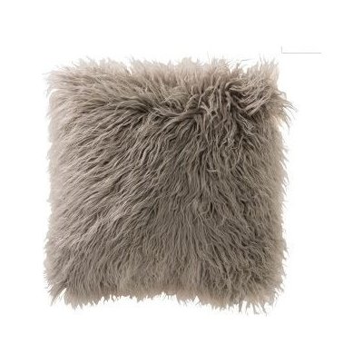 J-Line by Jolipa Šedo-béžový chlupatý polštář s výplní long hair 45x45x16 – Sleviste.cz