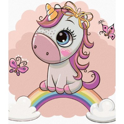 Diamondi Diamantové malování MALÝ JEDNOROŽEC A DUHA 40 x 50 cm bez rámu a bez vypnutí plátna – Sleviste.cz