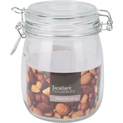 Excellent Houseware Sklenice s klipem a skleněným víkem 750ml – Zboží Mobilmania