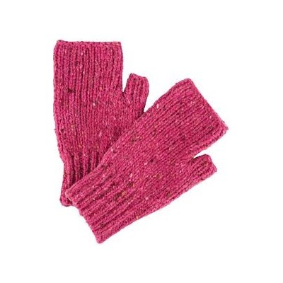 Aran Woollen Mills Vlněné pletené bezprsté rukavice žíhané růžová – Hledejceny.cz