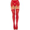 Dámské erotické punčochy Leg Avenue Lace Thigh Highs & Garterbelt 1608 Red