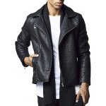 Urban Classics pánská kožená bunda Leather Imitation Biker Jacket Black – Zboží Mobilmania