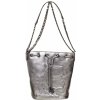 Kabelka Karl Lagerfeld dámská kožená kabelka Bucked bag s logem stříbrná