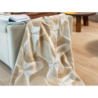 Polášek Luxusní bavlna deka béžová bílá moderní abstraktní geometrický vzor 1221-1 150x200