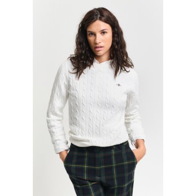 Gant STRETCH COTTON CABLE C NECK EGGSHELL – Zboží Dáma