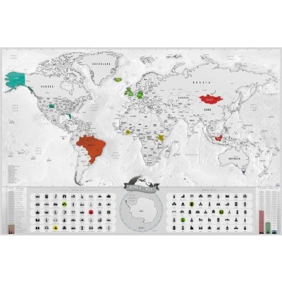 Stírací mapa světa EN - blanc silver XL – Zboží Dáma