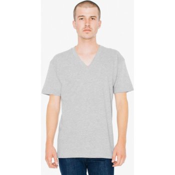 Bavlněné tričko do V American Apparel žíhaná šedá