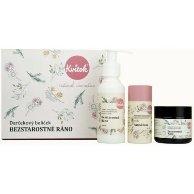 Kvitok Dárkový kosmetický balíček Bezstarostné ráno krém 60 ml + balzám 40 g + deodorant 42 ml – Zboží Mobilmania