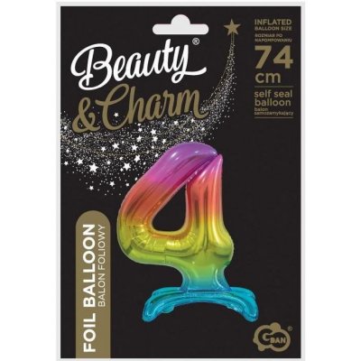 Balón foliový číslice DUHOVÁ na podstavci 74 cm 4 – Hledejceny.cz