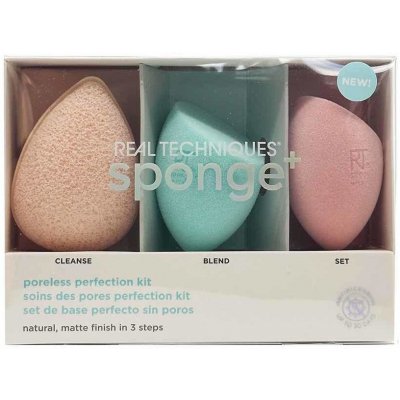 Real Techniques Sponge+ Miracle Cleanse čisticí houbička na obličej 1 ks + Miracle Airblend precizní houbička na make-up 1 ks + Miracle Powder precizní houbička na make-up 1 ks – Sleviste.cz